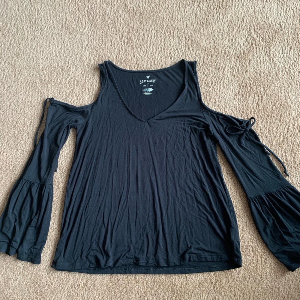 AEO cold shoulder top with bell sleeves